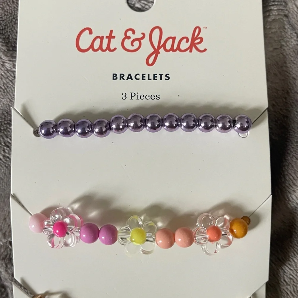 Cat & Jack Kids' Purple and Pink Charm Bracelet Set